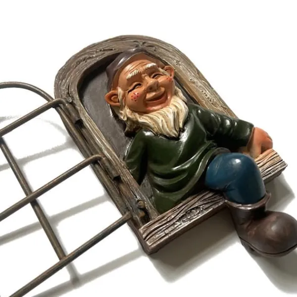 Havedekorationer^Havenissevedhæng, gnomeharpiks håndværksornament, udendørs havedekoration skulptur håndværk