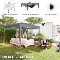 Clearance Havepavillon Kane 3 × 3 m, lysegrå Telte & Lysthuse