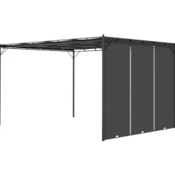 Outlet Havepavillon med gardin - Pulverlakeret stål | Farve: Antracitgrå | Størrelse: 4x3x2,25 m Buer, Spalier, Lysthuse Uden Tag