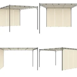 Buer, Spalier, Lysthuse Uden Tag^Havepavillon med gardin 4x3x2,25 m cremefarvet - Markise - Markiser - Home & Living