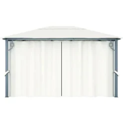 Outlet Havepavillon med gardin 400x300 cm aluminium cremefarvet - Pavillon - Pavilloner - Home & Living Telte & Lysthuse