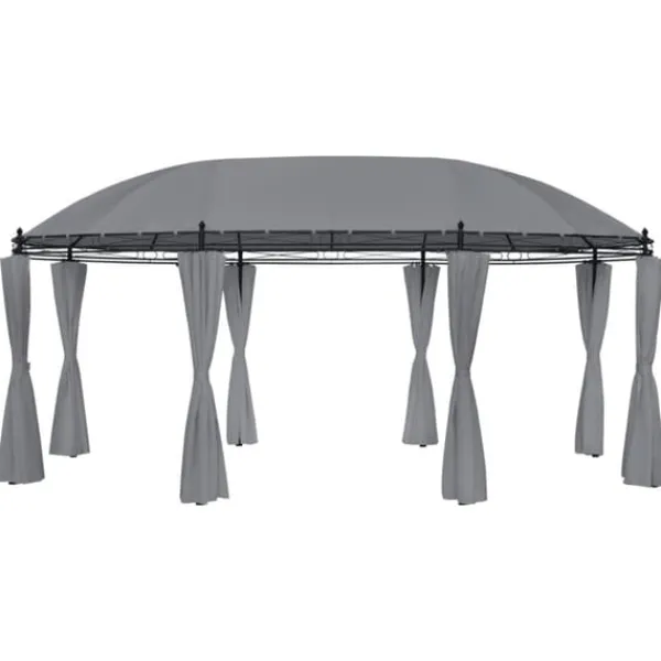 Telte & Lysthuse^Havepavillon med gardiner - Stærkt stålstel | Størrelse: 520x349x255 cm | Farve: Antracitgrå