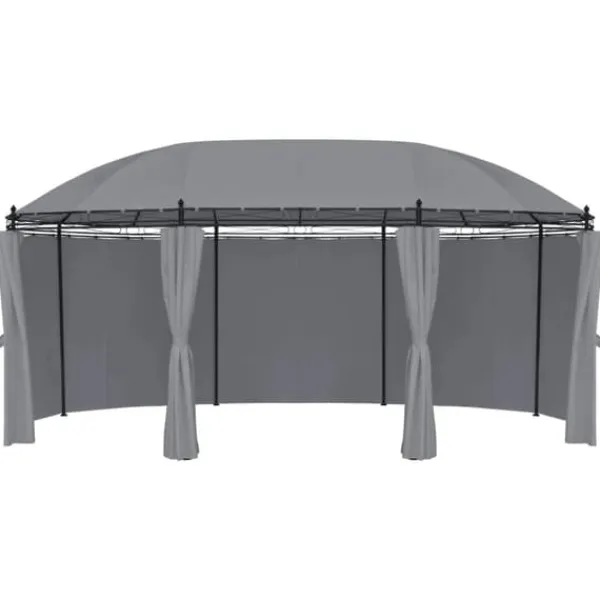 Telte & Lysthuse^Havepavillon med gardiner - Stærkt stålstel | Størrelse: 520x349x255 cm | Farve: Antracitgrå