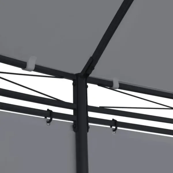 Telte & Lysthuse^Havepavillon med gardiner - Stærkt stålstel | Størrelse: 520x349x255 cm | Farve: Antracitgrå