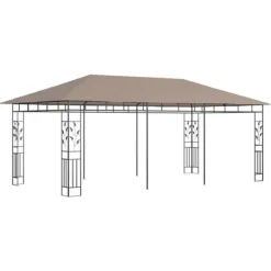 Best Havepavillon med myggenet - 6x3x2,73 m | Farve: Gråbrun | Vægt: 180 g/m² Telte & Lysthuse