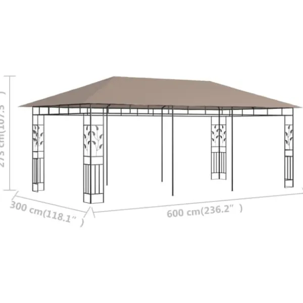 Best Havepavillon med myggenet - 6x3x2,73 m | Farve: Gråbrun | Vægt: 180 g/m² Telte & Lysthuse