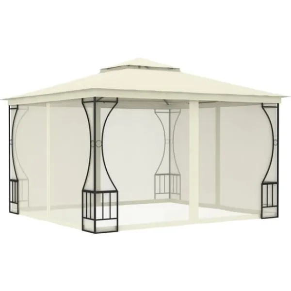 Telte & Lysthuse^Havepavillon med net 300x300 cm - Ideel til udendørs begivenheder | Farve: Creme