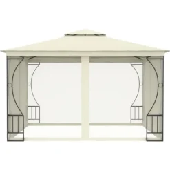Telte & Lysthuse^Havepavillon med net 300x300 cm - Ideel til udendørs begivenheder | Farve: Creme