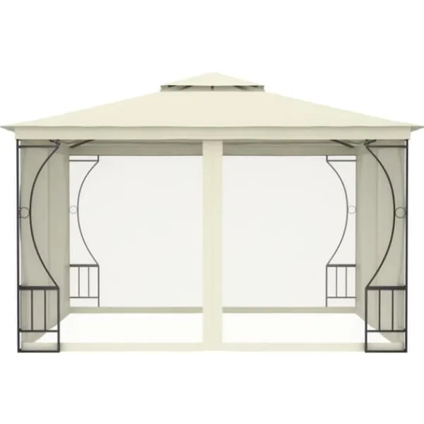 Telte & Lysthuse^Havepavillon med net 300x300 cm - Ideel til udendørs begivenheder | Farve: Creme