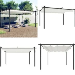 Buer, Spalier, Lysthuse Uden Tag^Havepavillon med sammenrulleligt tag 4x3 m cremefarvet - Havepavillon - Havepavilloner - Home & Living