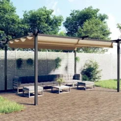 Buer, Spalier, Lysthuse Uden Tag^Havepavillon med sammenrulleligt tag 4x3 m gråbrun - Havepavillon - Havepavilloner - Home & Living