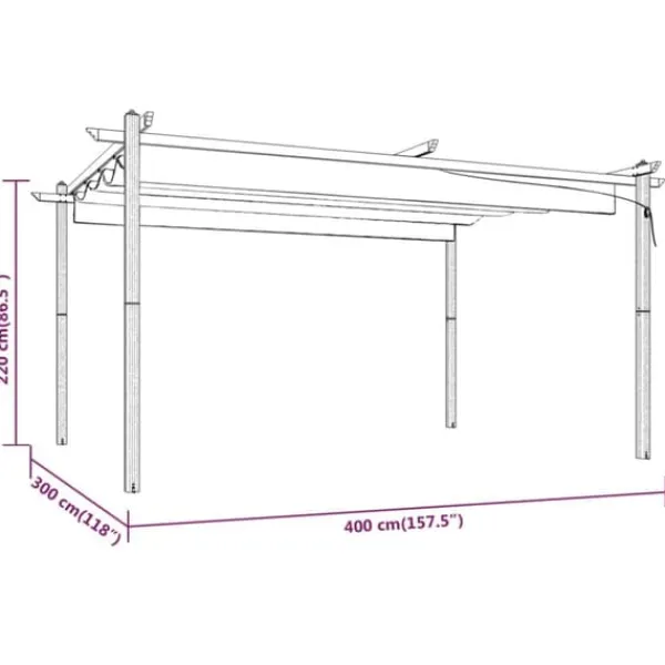 Buer, Spalier, Lysthuse Uden Tag^Havepavillon med sammenrulleligt tag 4x3 m gråbrun - Havepavillon - Havepavilloner - Home & Living