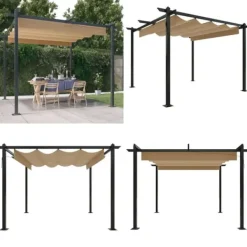 Buer, Spalier, Lysthuse Uden Tag^Havepavillon med sammenrulleligt tag 3x3 m gråbrun - Havepavillon - Havepavilloner - Home & Living