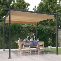 Buer, Spalier, Lysthuse Uden Tag^Havepavillon med sammenrulleligt tag 3x3 m gråbrun - Havepavillon - Havepavilloner - Home & Living