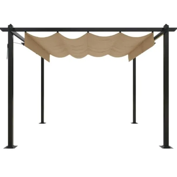 Buer, Spalier, Lysthuse Uden Tag^Havepavillon med sammenrulleligt tag 3x3 m gråbrun - Havepavillon - Havepavilloner - Home & Living