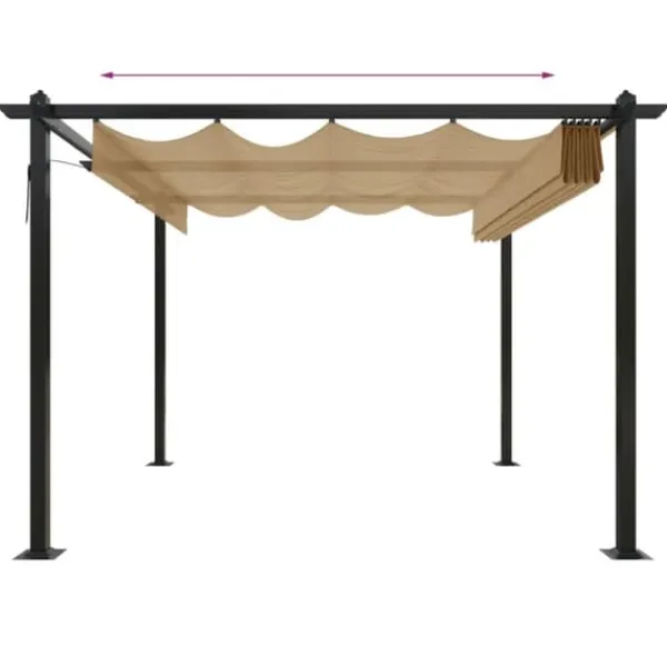 Buer, Spalier, Lysthuse Uden Tag^Havepavillon med sammenrulleligt tag 3x3 m gråbrun - Havepavillon - Havepavilloner - Home & Living