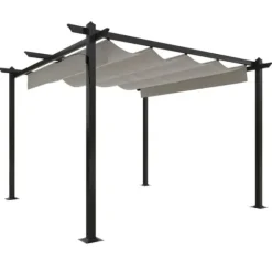 Sale Havepavillon med sammenrulleligt tag 3x3 m | Farve: Cremefarvet Buer, Spalier, Lysthuse Uden Tag