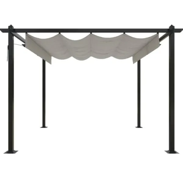 Sale Havepavillon med sammenrulleligt tag 3x3 m | Farve: Cremefarvet Buer, Spalier, Lysthuse Uden Tag