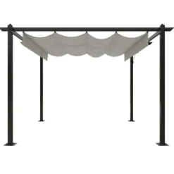 Sale Havepavillon med sammenrulleligt tag 3x3 m | Farve: Cremefarvet Buer, Spalier, Lysthuse Uden Tag