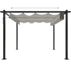 Sale Havepavillon med sammenrulleligt tag 3x3 m | Farve: Cremefarvet Buer, Spalier, Lysthuse Uden Tag