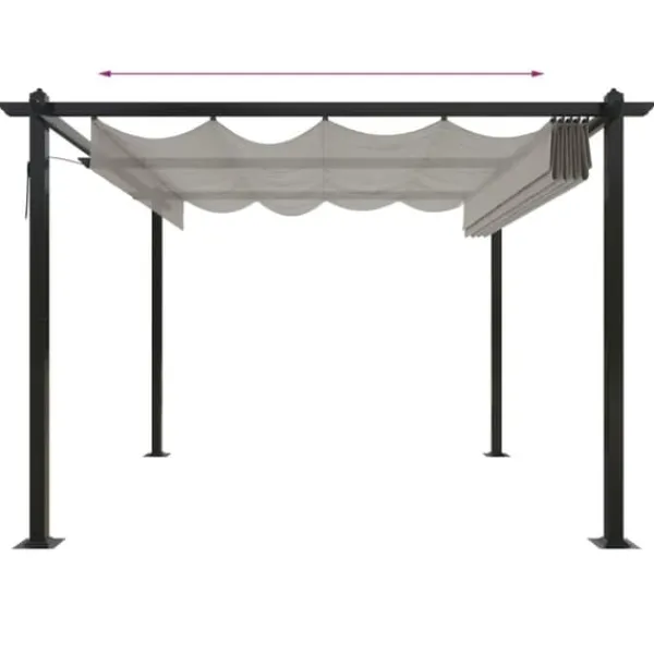 Sale Havepavillon med sammenrulleligt tag 3x3 m | Farve: Cremefarvet Buer, Spalier, Lysthuse Uden Tag