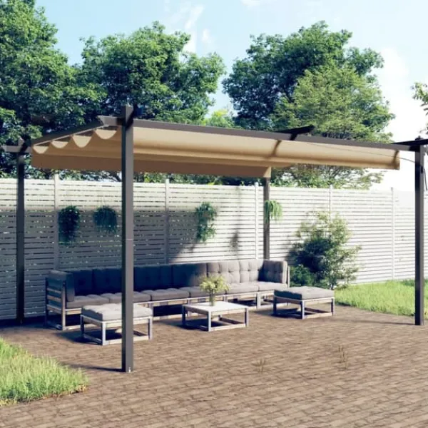 Sale Havepavillon med sammenrulleligt tag - Uderum | Farve: Gråbrun | Størrelse: 4x3 m Buer, Spalier, Lysthuse Uden Tag