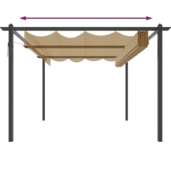 Sale Havepavillon med sammenrulleligt tag - Uderum | Farve: Gråbrun | Størrelse: 4x3 m Buer, Spalier, Lysthuse Uden Tag