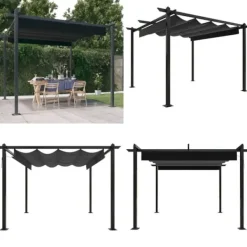 Buer, Spalier, Lysthuse Uden Tag^Havepavillon med sammenrulleligt tag 3x3 m antracitgrå - Havepavillon - Havepavilloner - Home & Living