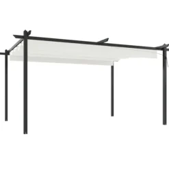 Best Havepavillon med sammenrulleligt tag - UV-resistent & vandafvisende | Størrelse: 4x3 m | Farve: Creme Buer, Spalier, Lysthuse Uden Tag