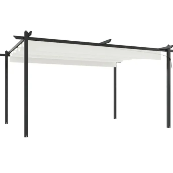 Best Havepavillon med sammenrulleligt tag - UV-resistent & vandafvisende | Størrelse: 4x3 m | Farve: Creme Buer, Spalier, Lysthuse Uden Tag