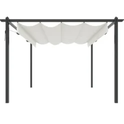 Best Havepavillon med sammenrulleligt tag - UV-resistent & vandafvisende | Størrelse: 4x3 m | Farve: Creme Buer, Spalier, Lysthuse Uden Tag