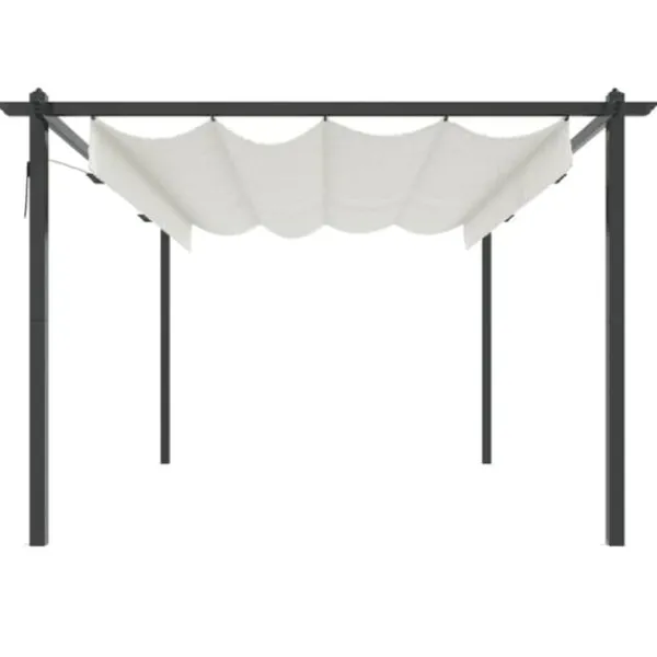 Best Havepavillon med sammenrulleligt tag - UV-resistent & vandafvisende | Størrelse: 4x3 m | Farve: Creme Buer, Spalier, Lysthuse Uden Tag