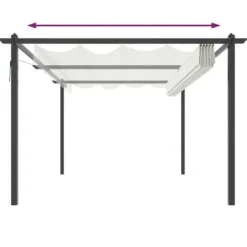 Best Havepavillon med sammenrulleligt tag - UV-resistent & vandafvisende | Størrelse: 4x3 m | Farve: Creme Buer, Spalier, Lysthuse Uden Tag