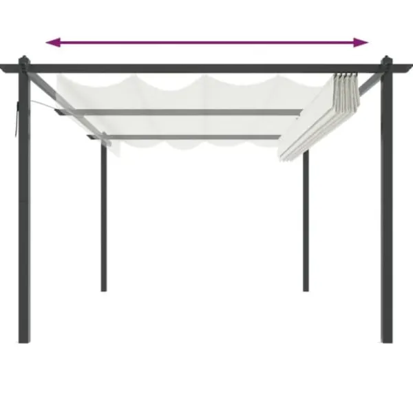 Best Havepavillon med sammenrulleligt tag - UV-resistent & vandafvisende | Størrelse: 4x3 m | Farve: Creme Buer, Spalier, Lysthuse Uden Tag