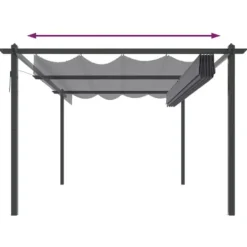Buer, Spalier, Lysthuse Uden Tag^Havepavillon med sammenrulleligt tag 4x3 m antracitgrå - Havepavillon - Havepavilloner - Home & Living