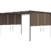 Hot Havepavillon med sidegardin - Solbeskyttelse til havefester | Farve: Gråbrun | Størrelse: 4x3x2,25 m Buer, Spalier, Lysthuse Uden Tag