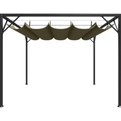 Buer, Spalier, Lysthuse Uden Tag^Havepavillon med tilbagetrækkeligt tag 3x3 m | Farve: Gråbrun | 180 g/m²