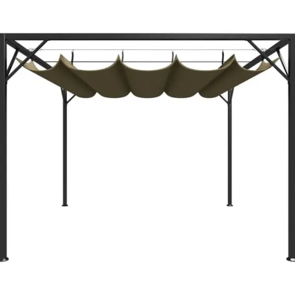 Buer, Spalier, Lysthuse Uden Tag^Havepavillon med tilbagetrækkeligt tag 3x3 m | Farve: Gråbrun | 180 g/m²