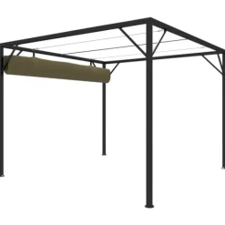Buer, Spalier, Lysthuse Uden Tag^Havepavillon med tilbagetrækkeligt tag 3x3 m | Farve: Gråbrun | 180 g/m²
