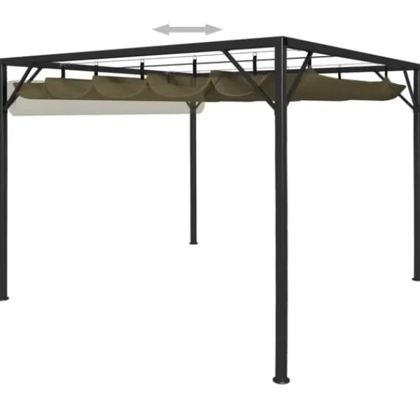 Buer, Spalier, Lysthuse Uden Tag^Havepavillon med tilbagetrækkeligt tag 3x3 m | Farve: Gråbrun | 180 g/m²