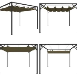 Buer, Spalier, Lysthuse Uden Tag^Havepavillon med tilbagetrækkeligt tag 3x3 m 180 g/m² gråbrun - Havepavillon - Havepavilloner - Home & Living