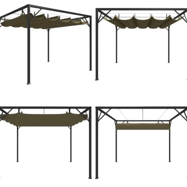 Buer, Spalier, Lysthuse Uden Tag^Havepavillon med tilbagetrækkeligt tag 3x3 m 180 g/m² gråbrun - Havepavillon - Havepavilloner - Home & Living