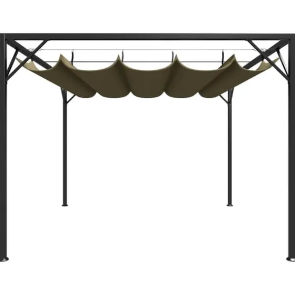 Buer, Spalier, Lysthuse Uden Tag^Havepavillon med tilbagetrækkeligt tag 3x3 m 180 g/m² gråbrun - Havepavillon - Havepavilloner - Home & Living