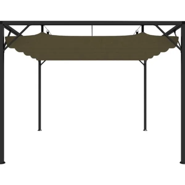 Buer, Spalier, Lysthuse Uden Tag^Havepavillon med tilbagetrækkeligt tag 3x3 m 180 g/m² gråbrun - Havepavillon - Havepavilloner - Home & Living