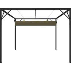 Buer, Spalier, Lysthuse Uden Tag^Havepavillon med tilbagetrækkeligt tag 3x3 m 180 g/m² gråbrun - Havepavillon - Havepavilloner - Home & Living