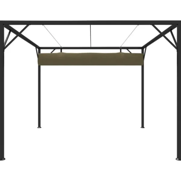 Buer, Spalier, Lysthuse Uden Tag^Havepavillon med tilbagetrækkeligt tag 3x3 m 180 g/m² gråbrun - Havepavillon - Havepavilloner - Home & Living
