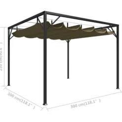 Buer, Spalier, Lysthuse Uden Tag^Havepavillon med tilbagetrækkeligt tag 3x3 m 180 g/m² gråbrun - Havepavillon - Havepavilloner - Home & Living