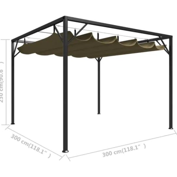 Buer, Spalier, Lysthuse Uden Tag^Havepavillon med tilbagetrækkeligt tag 3x3 m 180 g/m² gråbrun - Havepavillon - Havepavilloner - Home & Living
