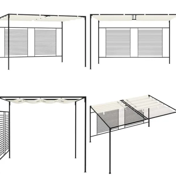 Outlet Havepavillon med udtrækkeligt tag 3x4x2,3 m 180 g/m² creme - Pavillon - Pavilloner - Home & Living Buer, Spalier, Lysthuse Uden Tag
