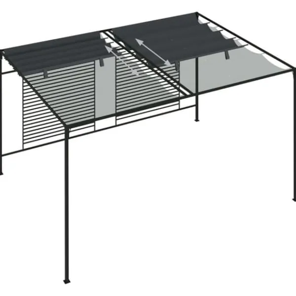 Outlet Havepavillon med udtrækkeligt tag - Stærk jernkonstruktion | Farve: Antracit | Størrelse: 4x3x2,3 m Buer, Spalier, Lysthuse Uden Tag